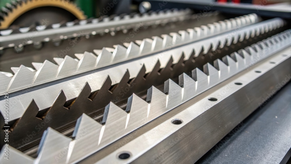 Poster Closeup of a shredders blades revealing their serrated edges and intricate design a testament to their engineered precision for efficient material processing.