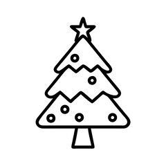 christmas tree icon, christmas tree line art - simple line art of christmas tree, perfect for christmas tree logos and icons and themed design 