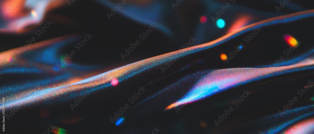 Poster iridescent pearl powder scattered on silk fabric creating a mesmerizing visual effect