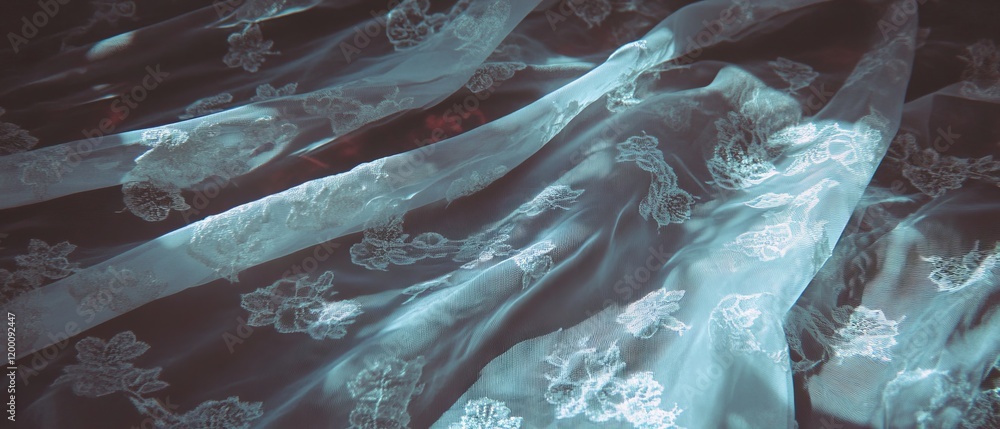 Poster elegant lace fabric adorned with intricate patterns in gentle light showcasing its delicate beauty