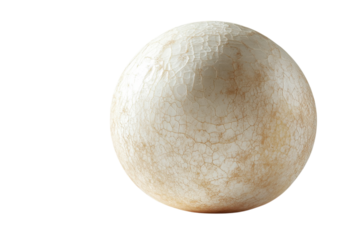 Unique textured sphere with a cracked surface displayed on a plain background in modern art style