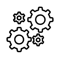 cogwheel group icon, cogwheel group line art - simple line art of cogwheel group, perfect for cogwheel group logos and icons and themed design 