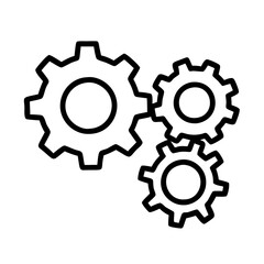 cogwheel group icon, cogwheel group line art - simple line art of cogwheel group, perfect for cogwheel group logos and icons and themed design 