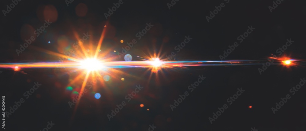 Poster stunning lens flare effect with golden light and dynamic sunbeams in a dark setting