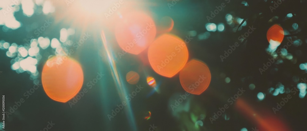 Poster radiant lens flare creates vibrant abstract art with light and color in nature