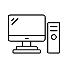 computer icon, computer line art - simple line art of computer, perfect for computer logos and icons and themed design 