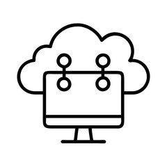 computer cloud icon, computer cloud line art - simple line art of computer cloud, perfect for computer cloud logos and icons and themed design 