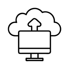 computer cloud icon, computer cloud line art - simple line art of computer cloud, perfect for computer cloud logos and icons and themed design 