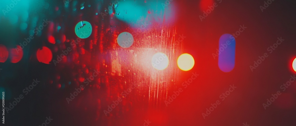 Poster vibrant lens flare texture with blurred bokeh and colorful lights at night