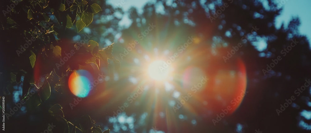 Aufkleber lens flare texture creating a subtle glow against a light background filled with nature's beauty