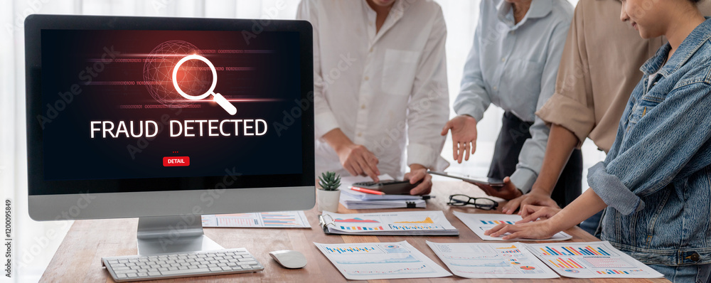 Aufkleber Cyber security software show alert of cyber attack for protection brisk. Danger from virus, phishing and cyber fraud.