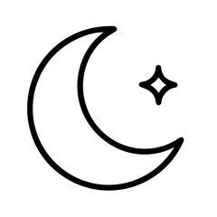 crescent moon icon, crescent moon line art - simple line art of crescent moon, perfect for crescent moon logos and icons and themed design 