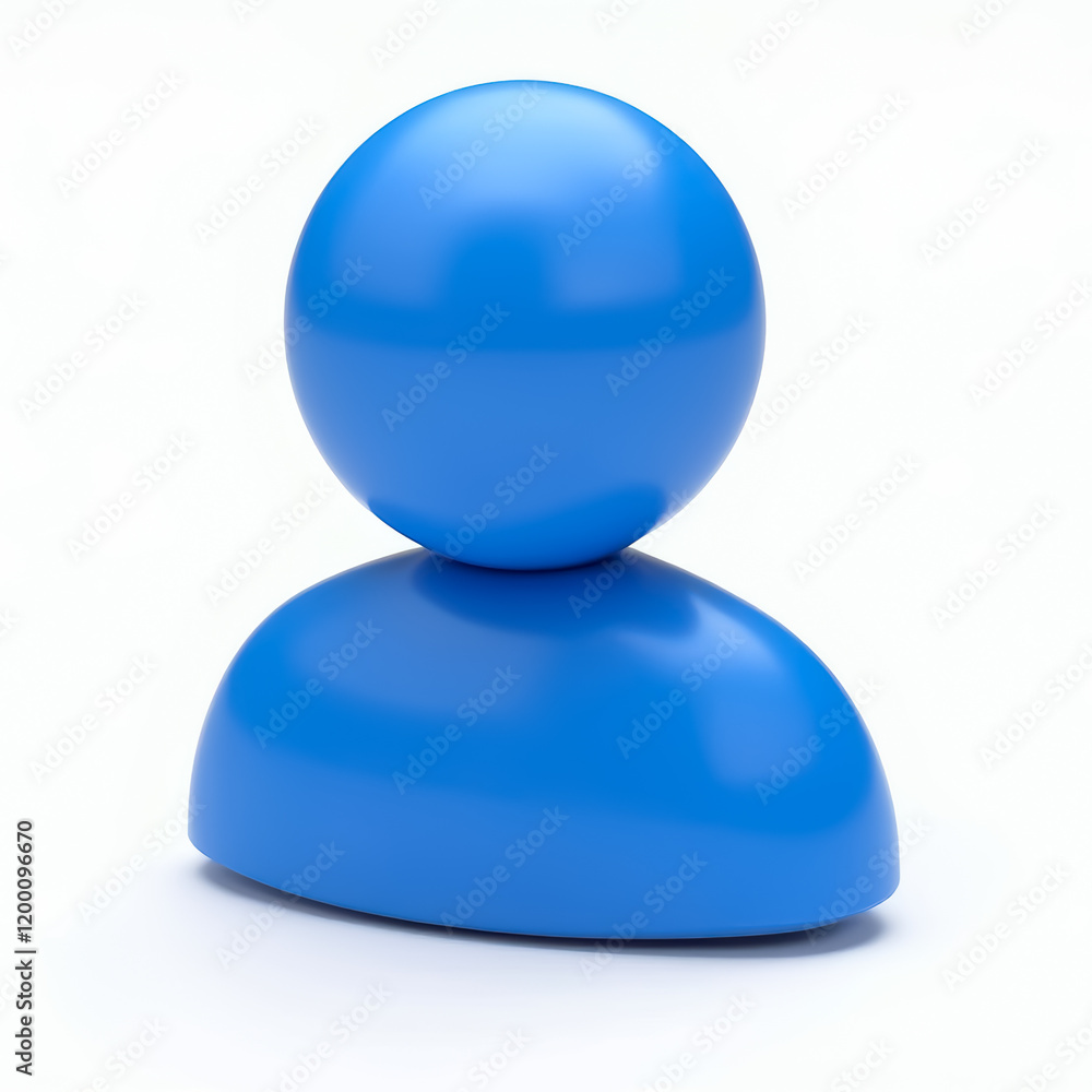 Poster 3d rendering of a glossy blue user profile
