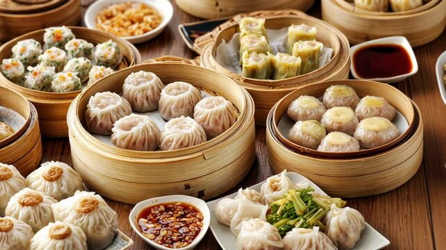 Chinese new year family food dumpling rice chowmein celebration feast asian oriental festival