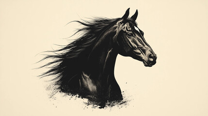 horse silhouette isolated on black