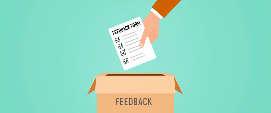 hand submits a feedback form into a box