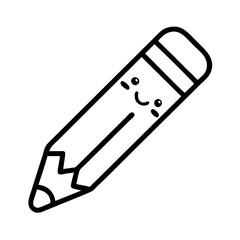 cute pencil icon, cute pencil line art - simple line art of cute pencil, perfect for cute pencil logos and icons and themed design 