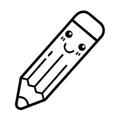 cute pencil icon, cute pencil line art - simple line art of cute pencil, perfect for cute pencil logos and icons and themed design 