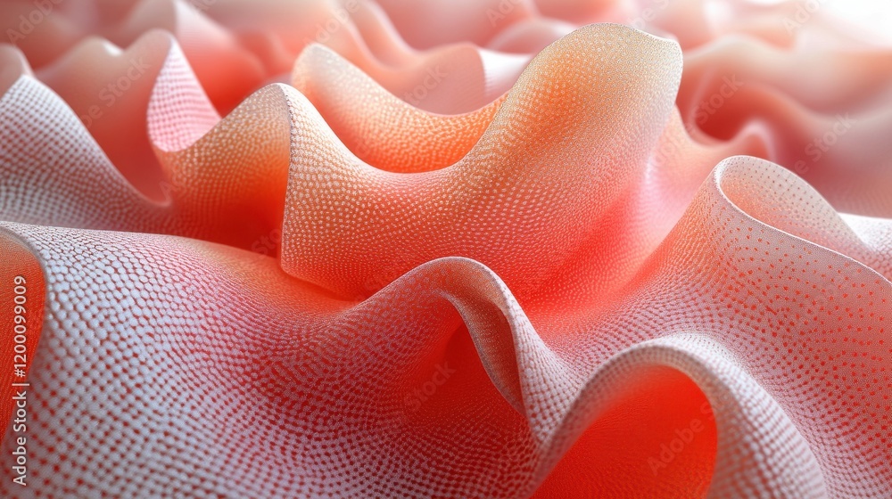 Poster abstract wavy texture in soft coral tones, emphasizing fluidity and depth.