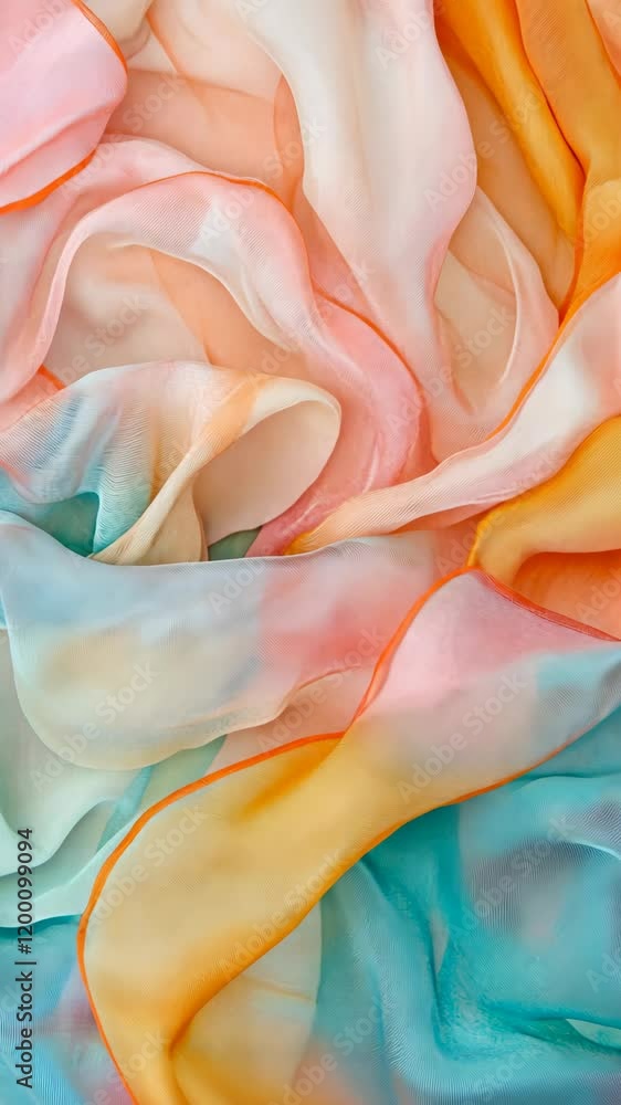 Poster soft silk fabric in pastel colors with gentle waves and folds, creating a soothing visual texture an
