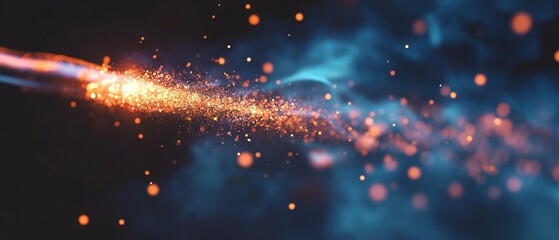 Magical wand emitting sparkling dust and glowing energy in a mystical atmosphere