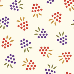 Seamless vector pattern with blackberries and raspberries. Cute berries ornament.