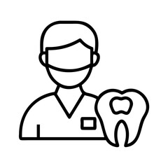 dentist icon, dentist line art - simple line art of dentist, perfect for dentist logos and icons and themed design 