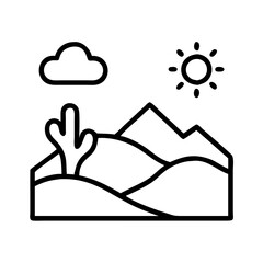 desert icon, desert line art - simple line art of desert, perfect for desert logos and icons and themed design 
