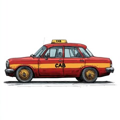 Taxi isolated on white background. Taxi icon. Cab isolated on white. Cab icon. Cab Car. Taxi Car Isolated element on white for Designers. Isolated Taxi Design Element. Cab Car Isolated on white.