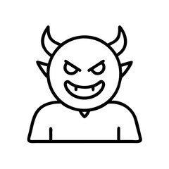 devil icon, devil line art - simple line art of devil, perfect for devil logos and icons and themed design 