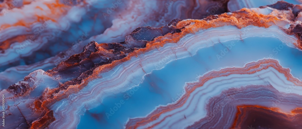 Poster striking marble stone with intricate veining patterns in shades of blue and orange