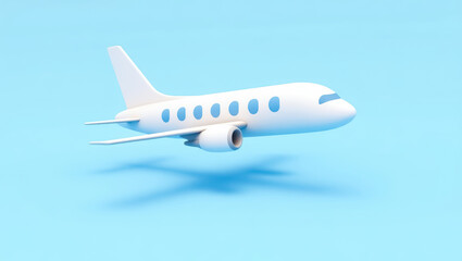 Fototapeta premium white airplane model on light blue background