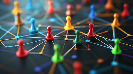 3D isometric view of interconnected business nodes, strategy planning theme, focus on growth and development for 2025