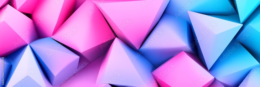 Poster abstract interlocking triangles pattern - vibrant pink and blue geometric shapes create a dynamic, m