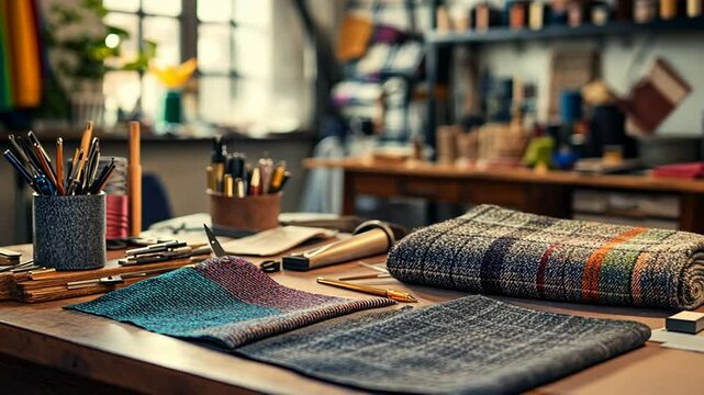 Artisan Textile Workshop: Handwoven Wool and Colorful Threads