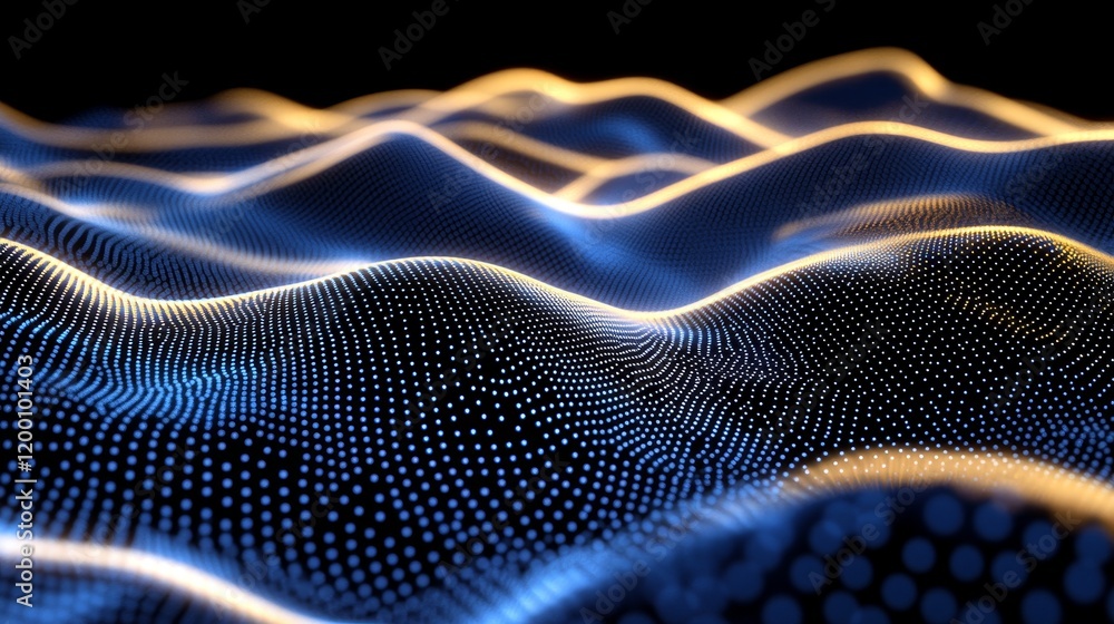 Aufkleber abstract technological background with moving waves - symbolizing digital flow, data streams, techno