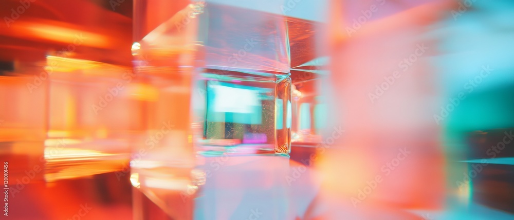 Poster vibrant reflections of color and shape captured in a mirror creating an abstract composition