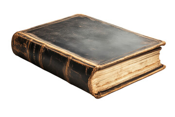 Obraz premium Leather-bound book with worn edges resting on a surface highlighting its vintage character and history