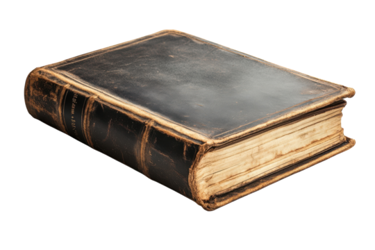 Leather-bound book with worn edges resting on a surface highlighting its vintage character and history