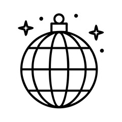disco ball icon, disco ball line art - simple line art of disco ball, perfect for disco ball logos and icons and themed design 