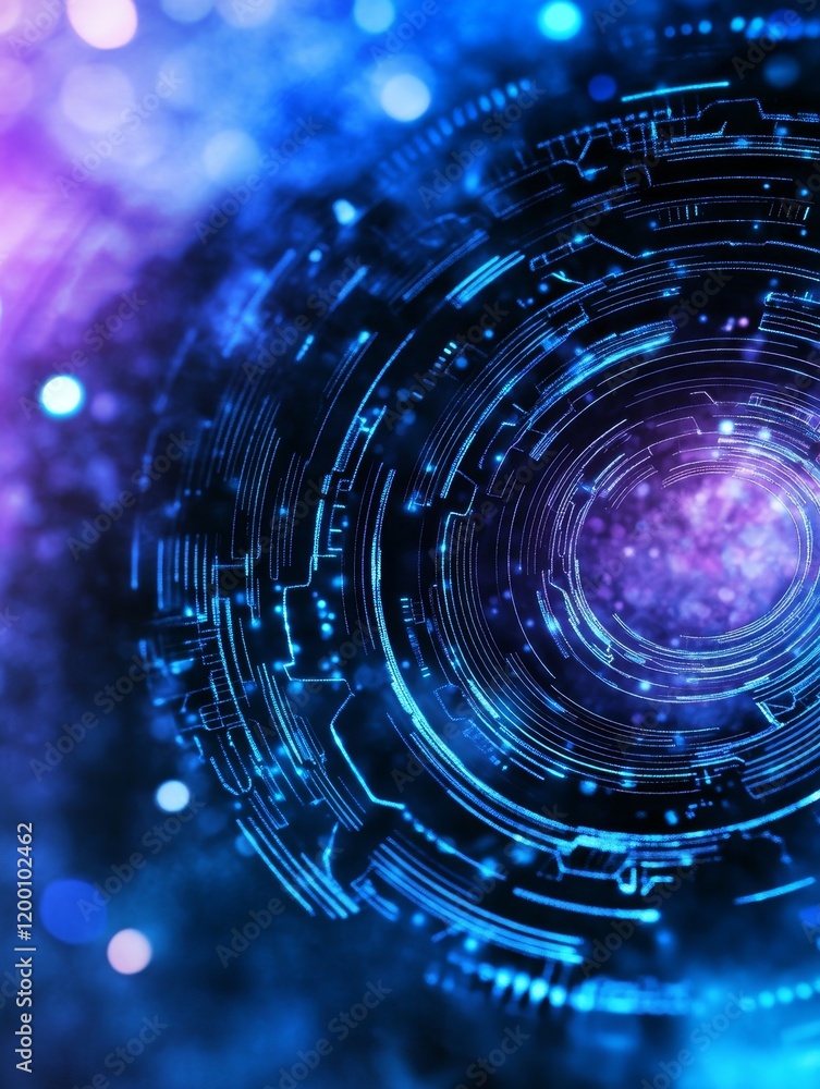 Poster an abstract technological intrigue backdrop - symbolizing innovation, technology, connectivity, data