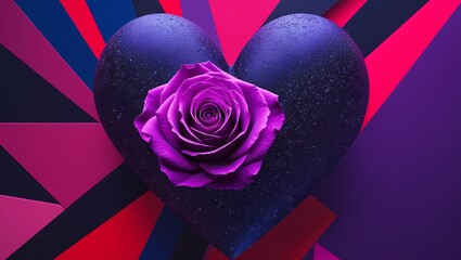 "Vibrant Heart Designs in Shades of Blue, Purple, Lilac, Orchid Pink, and White, Blended with Deep Black, Violet, and Blue for a Bold, Emotional and Artistic Expression"

