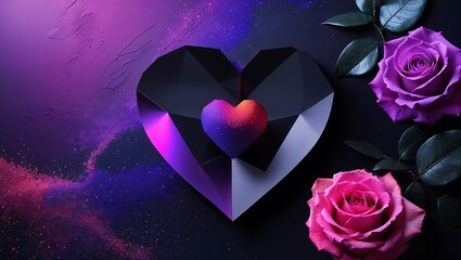 "Vibrant Heart Designs in Shades of Blue, Purple, Lilac, Orchid Pink, and White, Blended with Deep Black, Violet, and Blue for a Bold, Emotional and Artistic Expression"

