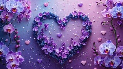 "Vibrant Heart Designs in Shades of Blue, Purple, Lilac, Orchid Pink, and White, Blended with Deep Black, Violet, and Blue for a Bold, Emotional and Artistic Expression"

