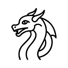 dragon icon, dragon line art - simple line art of dragon, perfect for dragon logos and icons and themed design 