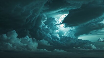 "Heavy Gray Storm Clouds and Gloomy Skies with Dark Teal Thunderclouds, Creating an Intense and Ominous Atmosphere of Impending Storms and Dramatic Weather Conditions"

