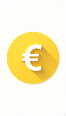 Obraz premium white euro symbol on yellow circle