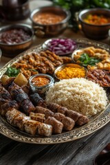 Traditional Qatari Culinary Platter Close-Up