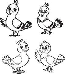 Cute Cartoon Birds Vector Set for Children