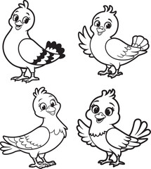 Cute Cartoon Birds Vector Set for Children